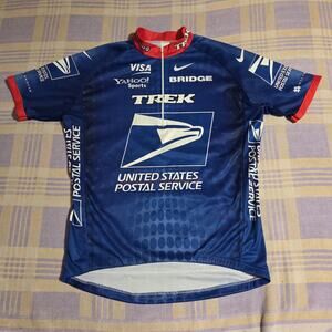 Vintage Nike Trek USPS Cycling Jersey Shirt Blue Red Short Sleeve Mens Sponsors